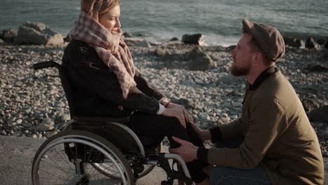 Man-expressing-love-to-his-handicapped-girlfriend