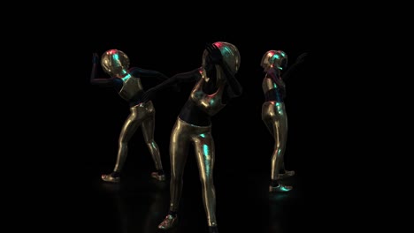 Grupo-de-baile-para-niñas-actúa-con-trajes-futuristas-de-oro