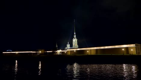 Peter-and-Paul-Fortress-in-Saint-Petersburg-in-night-time