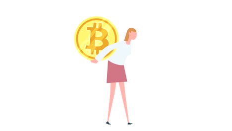 Dibujos-animados-planos-colorida-mujer-animación-de-personajes.-Chica-subir-en-la-escalera-con-moneda-bitcoin-en-su-situación-de-espaldas