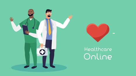 Ärzte-mit-Gesundheits-Online-Technologie-und-Herz-Kardio