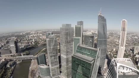 Aerial-view-of-Moscow-International-Business-Center-referred-to-as-Moscow-City.-Moscow-City-is-a-well-known-commercial-district-in-central-Moscow,-Russia.