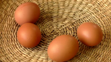 Fresh-brown-egg-in-a-basket,-chicken-egg