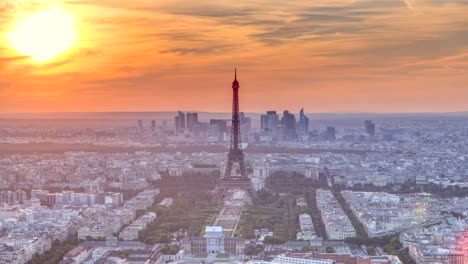 Panorama-of-Paris-at-sunset-timelapse.-Eiffel-tower-view-from-montparnasse-building-in-Paris---France