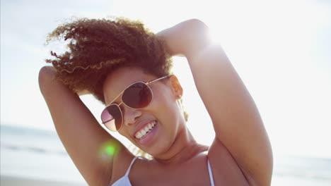 Portrait-of-plus-size-Ethnic-female-wearing-sunglasses