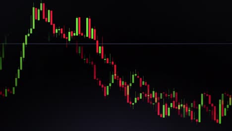 Lager-Diagramm-oder-Kerze-oder-Forex-Chart-Trend-Folie-auf-schwarzem-Hintergrund.