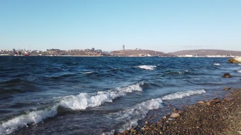 Seascape-with-city-view-on-the-horizon.