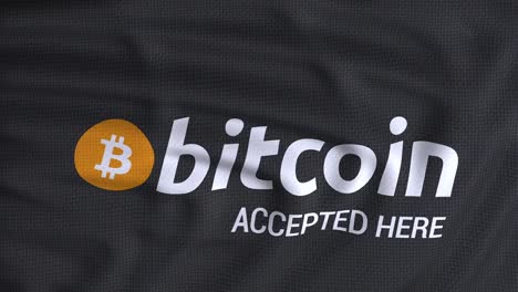 Bitcoin-Flagge-Animationslogo-mit-Text-hier-akzeptiert