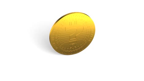 Moneda-digital-dorada-de-signo-de-interrogación-rotativa.-Renderizado-3D.-Animación.