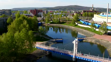 Aerial-View-Channel-Bridge-Tree-Water-Reflection