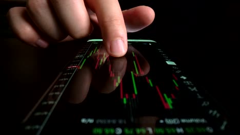 Businessman-reading-stock-market-chart-on-mobile-phone,-trading-online.