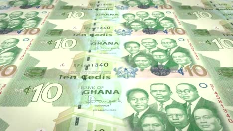 Banknotes-of-ten-Ghanaian-cedis-of-Ghana,-cash-money,-loop