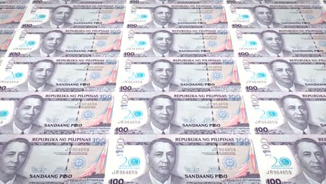 Billetes-de-cien-pesos-Filipinas-de-Filipinas,-dinero-en-efectivo,-lazo