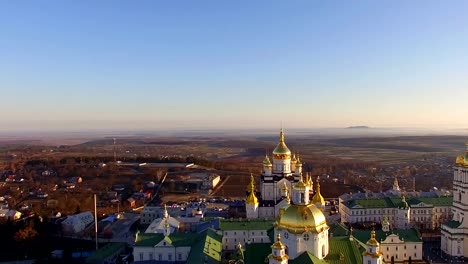 Aerial-view-of-church-at-dawn