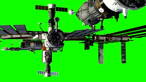 Sonde-zur-internationalen-Raumstation-andocken.-Green-Screen.