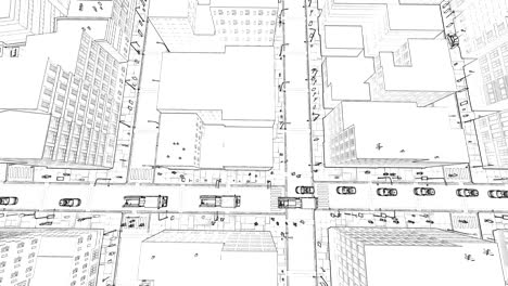 Dibujo-de-un-pequeño-pueblo-de-concepto-de-un-edificio-4k