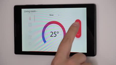 Smart-home-climate-control-device-on-a-wall