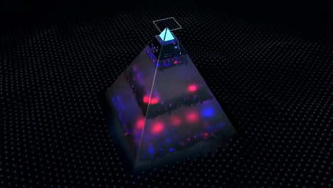 Ultraviolette-Pyramide-und-das-Scannen-von-Wellenform-nahtlose-Schleife-3D-Rendering-Animation