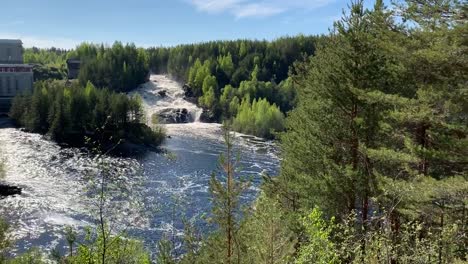 Waterfall-at-high-water-time-in-Karelia,-Russia