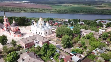 Scenic-summer-landscape-overlooking-courtyard-of-Kashirsky-Monastery