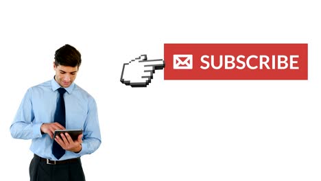 Subscribe-button-with-a-pointing-hand-on-social-media-4k