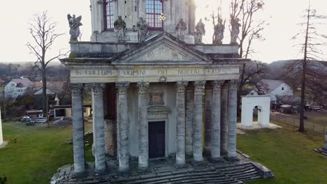 Roman-Catholic-Church-Aerial,-Ukraine