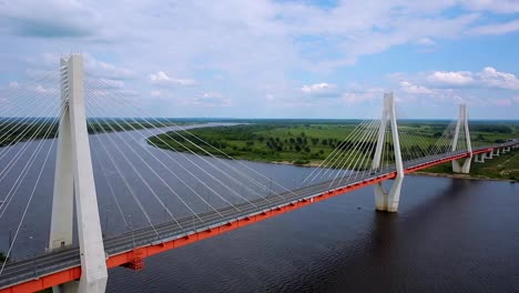 bridge-across-the-Oka-river-in-Murom,-aerial-shot