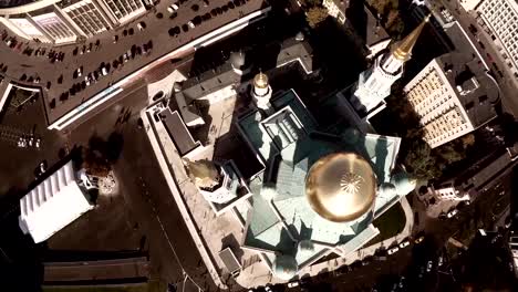 Aerial-shot-of-Moscow-Cathedral-Mosque.-New-religion-construction-in-Russia.-Largest-in-Europe.-Unique-aerial-quadcopter-footage.-Moscow-Cathedral-Mosque,-Russia.-The-main-mosque-in-Moscow,-new-landmark.