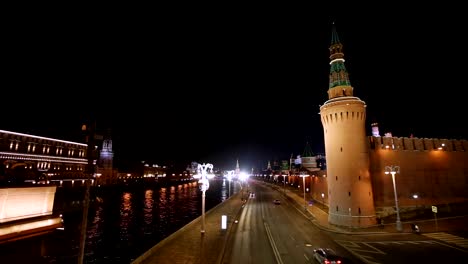 Kremlin-de-Moscú-en-la-noche,-timelapse