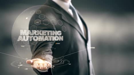 Marketing-Automation-with-hologram-businessman-concept