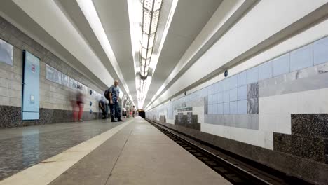 An-underground-train-departing-from-Derzhprom-metro-station-on-Oleksievska-Line-of-Kharkiv-metro-timelapse-hyperlapse