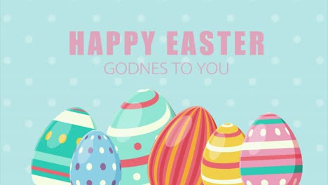 Happy-Easter-greating-card-with-rolling-eggs-on-blue-background