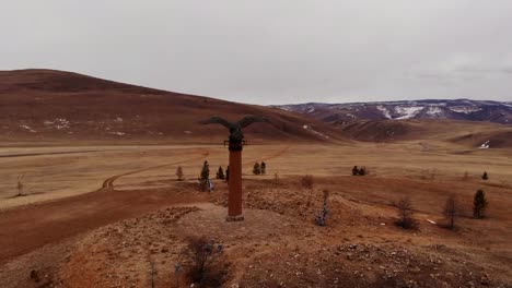 The-big-bronze-eagle-is-a-Symbol-of-shamanism-on-lake-Baikal.