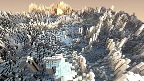 Abstrakte-3D-Stadt-Hintergrund-Animation-mit-beweglichen-Cubes