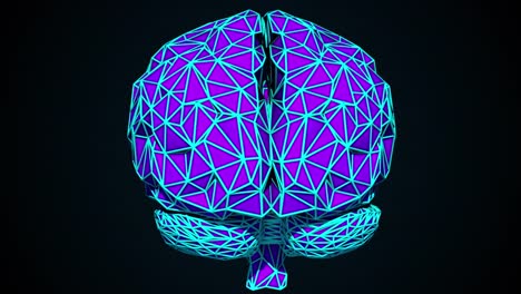 Human-brain-is-formed-by-a-combination-of-colored-triangles,-computer-generated.-3d-rendering-of-digital-artificial-intelligence-of-the-brain-from-polygons