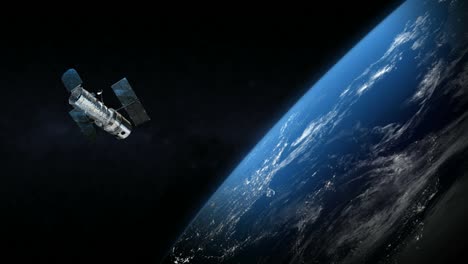 Spatial-satellite-around-the-earth-planet-in-outer-space