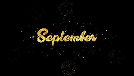 Septiembre-hermoso-oro-saludo-texto-aspecto-de-parpadear-las-partículas-con-fondo-de-oro-de-los-fuegos-artificiales.