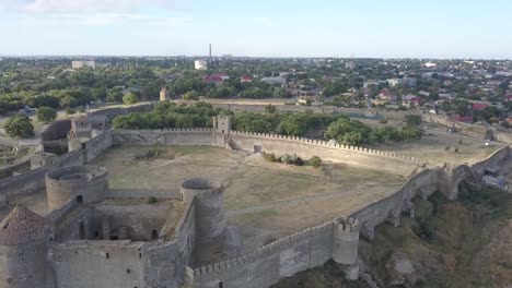 Flying-on-drone-over-ancient-fortress-Akkerman-which-is-on-the-bank-of-the-Dniester-estuary-in-Bilhorod-Dnistrovskyi-city