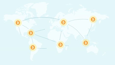 bitcoin-on-world-map.-Crypto-Currency-Blockchain-On-The-World-Map