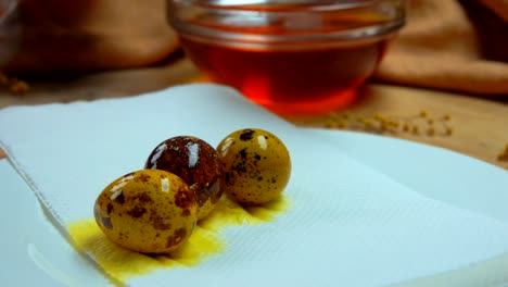 Quail-egg-removed-from-yellow-dye