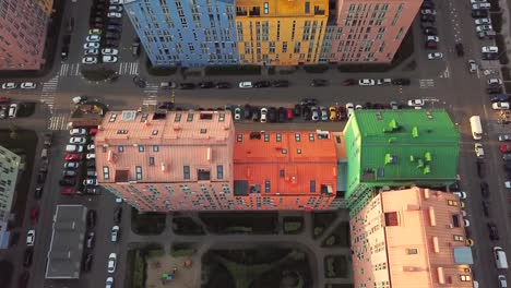 aerial-view-of-district-of-colorful-houses-in-Kiev,-Ukraine.-Comfort-town-buildings