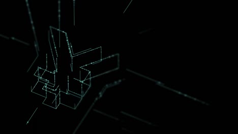 Currency-JPY-(Japanese-Yen)-isometric-symbol-particle-line-lighting-frame-structure-pattern-wireframe-futuristic,-Digital-money-cryptocurrency-concept-on-black-background-animation-4K