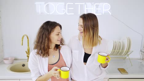 Girlfriends-have-fun-on-kitchen