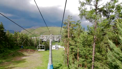 Cableway-Chairlift-in-the-summer,-Russia