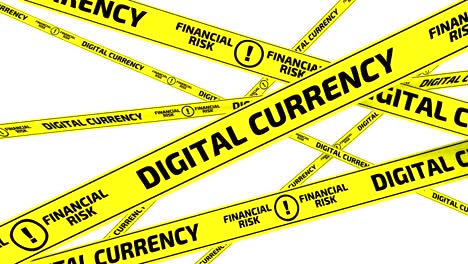 Digital-currency.-Financial-risk.-Yellow-warning-tapes