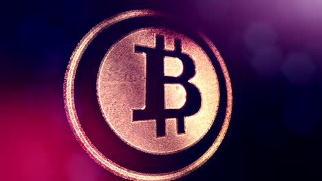 bitcoin-logo-inside-circles-like-coin.-Financial-background-made-of-glow-particles-as-vitrtual-hologram.-Shiny-3D-loop-animation-with-depth-of-field,-bokeh-and-copy-space.Violet-background-1.