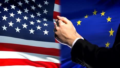 United-States-sanctions-EU,-chained-arms,-political-or-economic-conflict