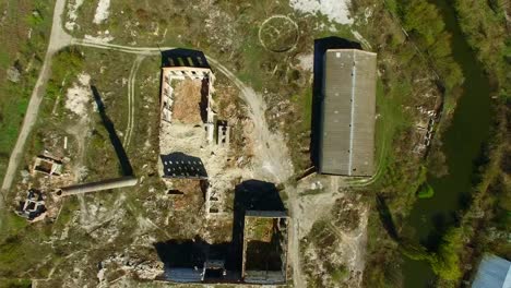 Aerial-view-of-a-destroyed-factory.-Remains-of-buildings.