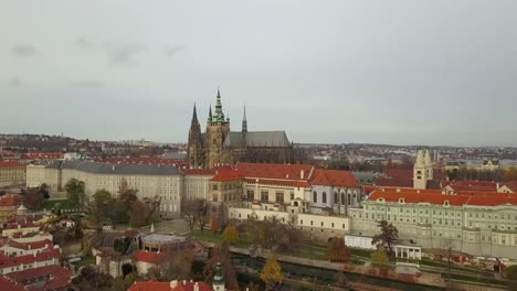 Aerial-panoramic-view-from-the-air-to-St.-Vitus-Cathedral-in-Prague