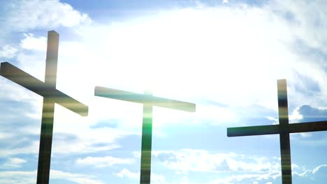 Three-crosses-against-the-sun.-Christian-and-catholic-symbols.